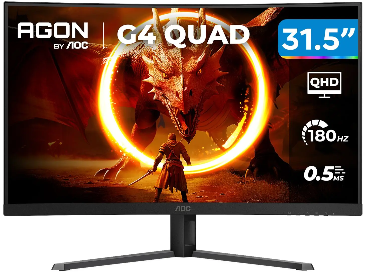 [R$989,00] Monitor Gamer AOC Gaming 32 QHD 180Hz VA 0,5ms HDMI DisplayPort