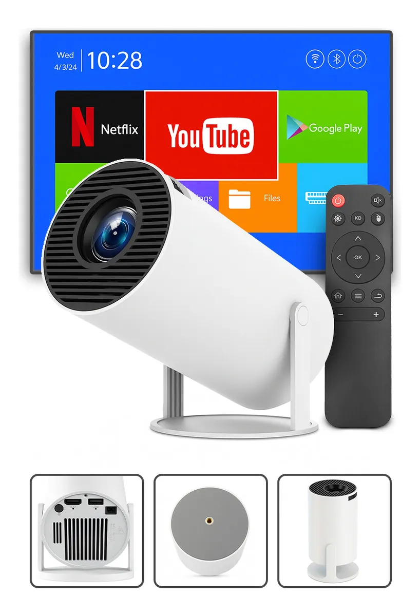 [R$134,00] Mini Projetor Hy300 Android 4k Portátil