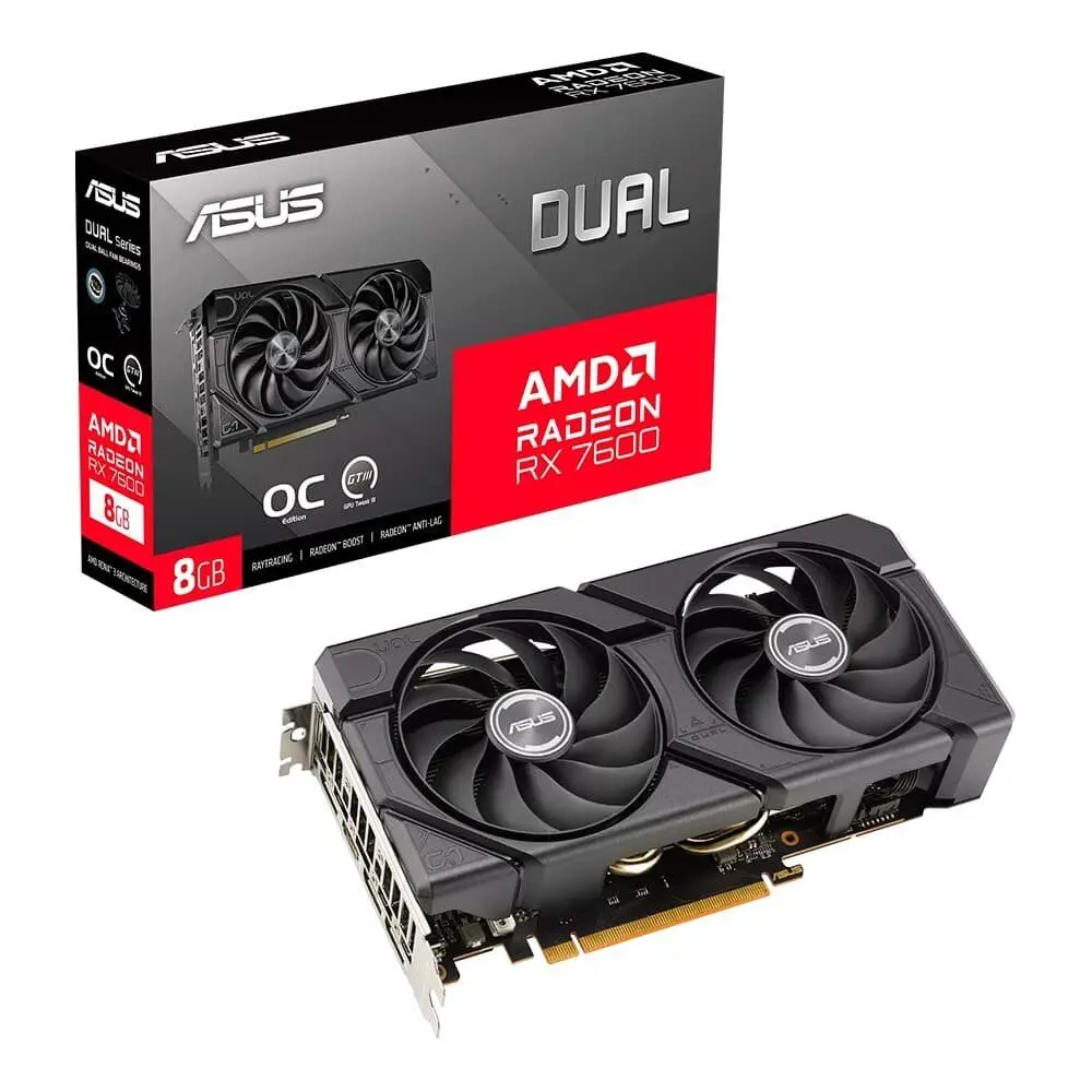 [R$1.449,99] Placa de Vídeo DUAL RX 7600 O8G EVO AMD Radeon