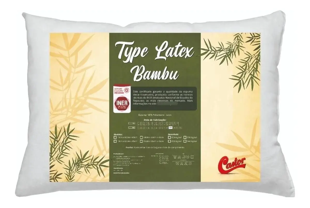 [R$263,65] Travesseiro Castor Type Latex Bambu 45x65x16cm